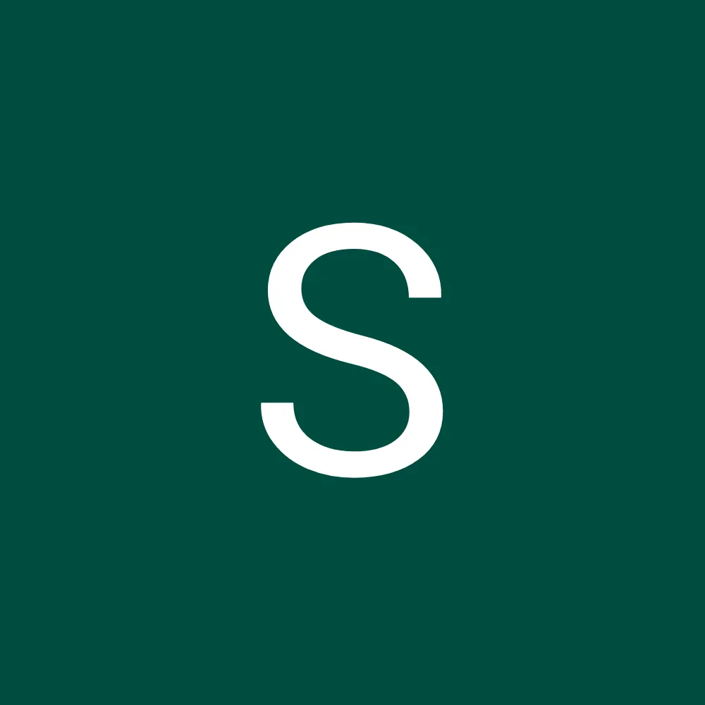 A white letter s on a dark green background.